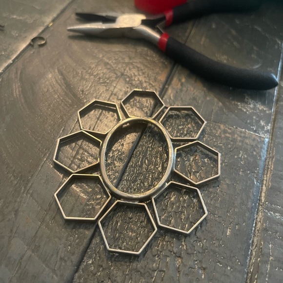 Handcrafted Threaded Geometric Pendant on Braided Leather Cord Necklace - Picture 6 of 8